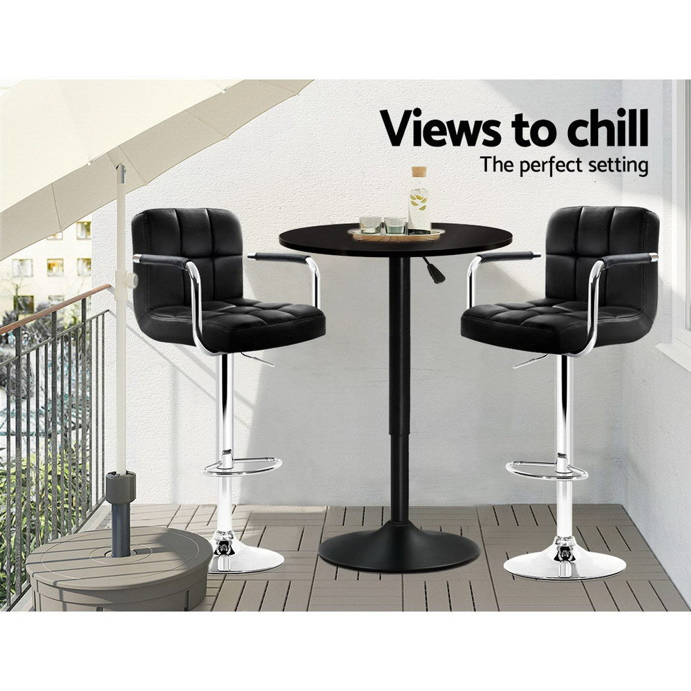 Artiss Bar Table Gas Lift Round Black - Cosy Abode