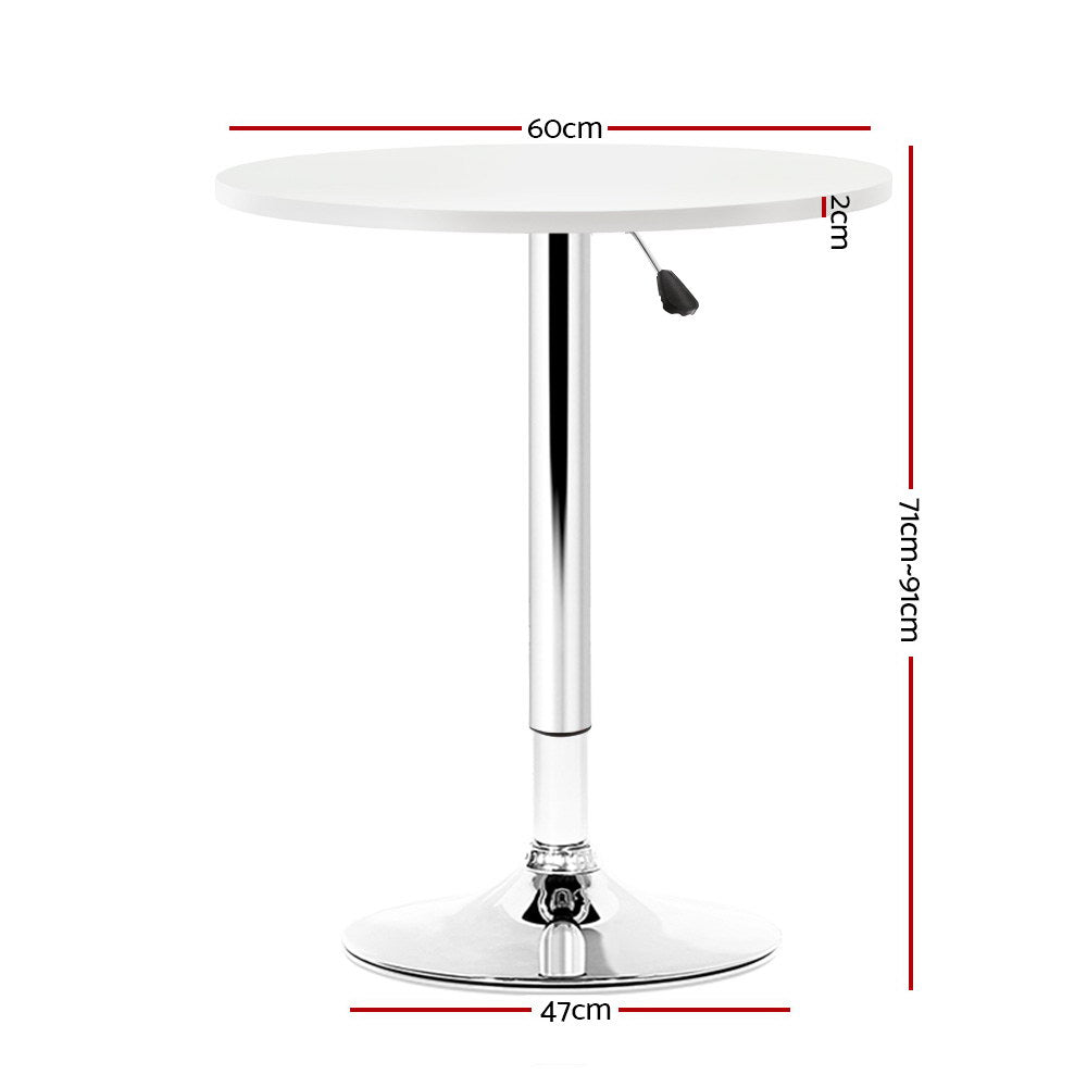 Artiss Bar Table Gas Lift Round White - Cosy Abode