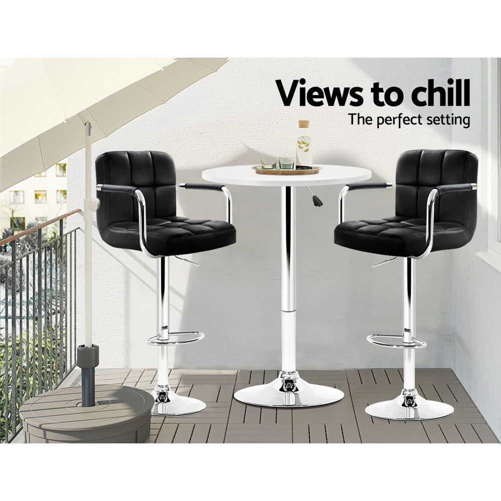 Artiss Bar Table Gas Lift Round White - Cosy Abode