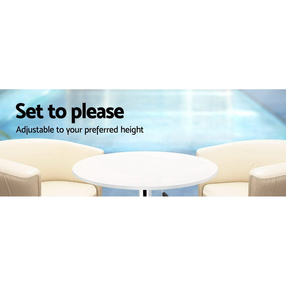 Artiss Bar Table Gas Lift Round White - Cosy Abode