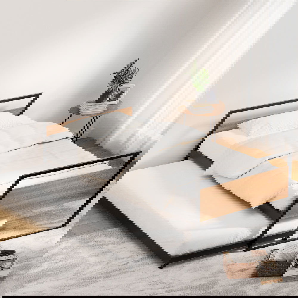 Artiss Bed Frame 2x Single Size Metal Trundle Daybed DEAN - Cosy Abode