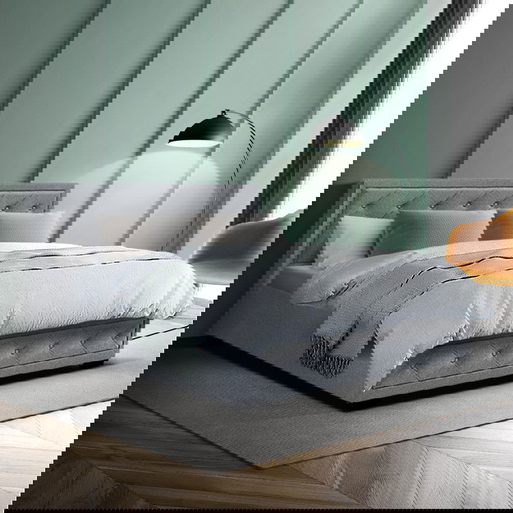 Artiss Bed Frame Double Size Gas Lift Grey TIYO - Cosy Abode