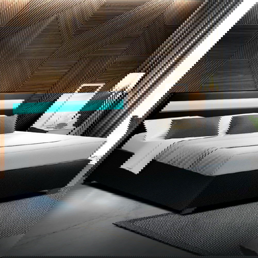 Artiss Bed Frame Double Size LED Gas Lift Black COLE - Cosy Abode