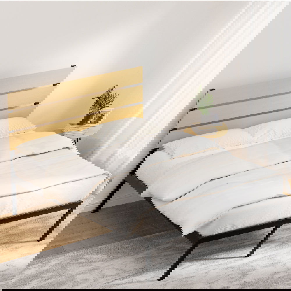 Artiss Bed Frame Double Size Metal Base Mattress Platform Foundation Black PAULA - Cosy Abode