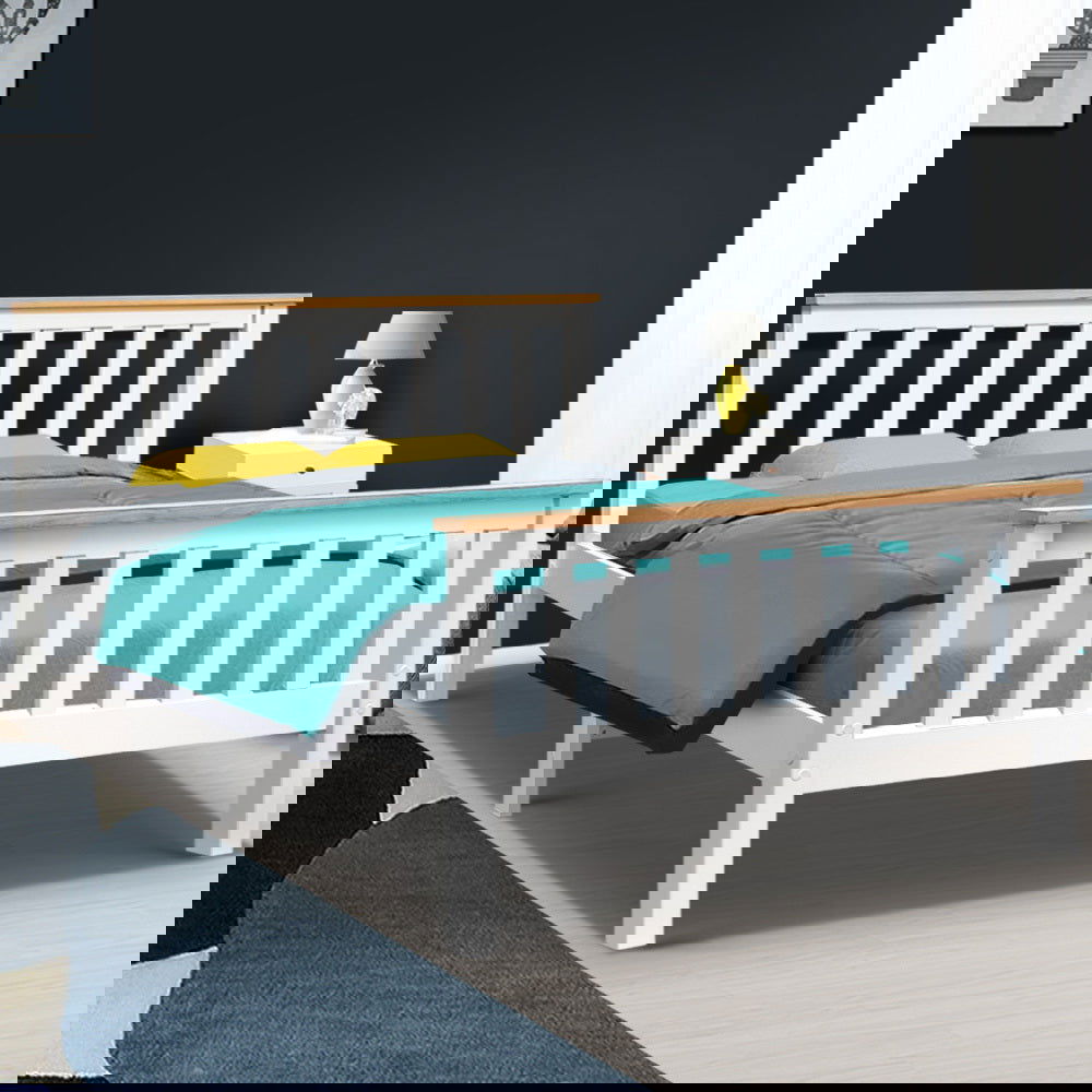 Artiss Bed Frame Double Size Wooden White PONY - Cosy Abode