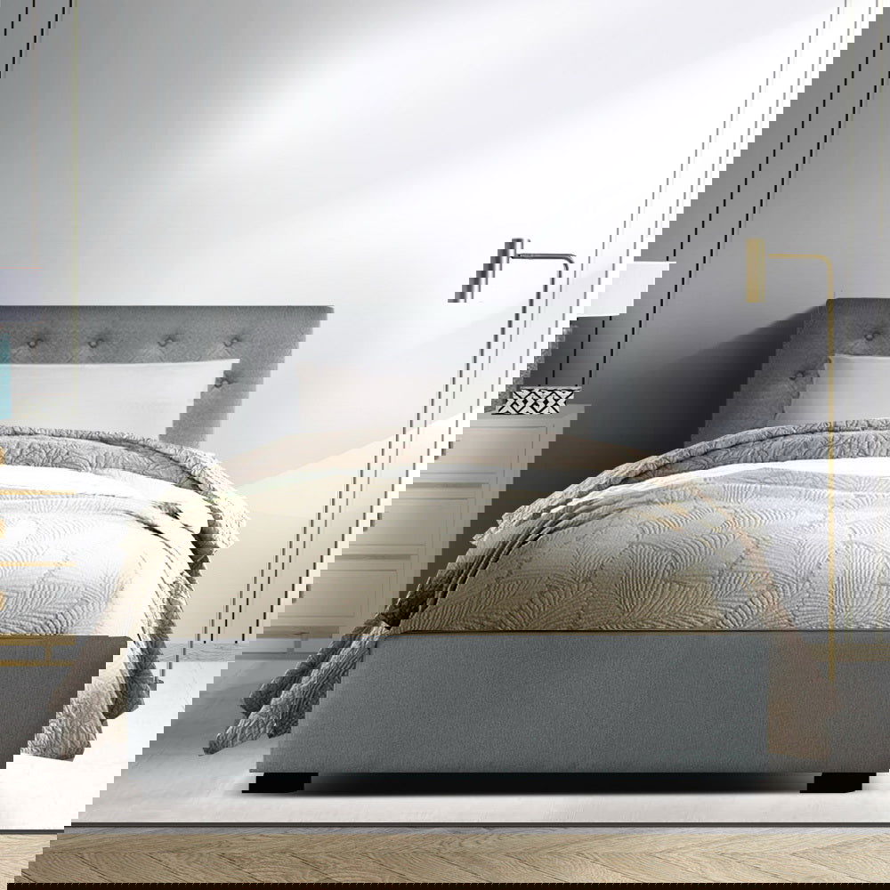 Artiss Bed Frame King Single Size Gas Lift Grey VILA - Cosy Abode