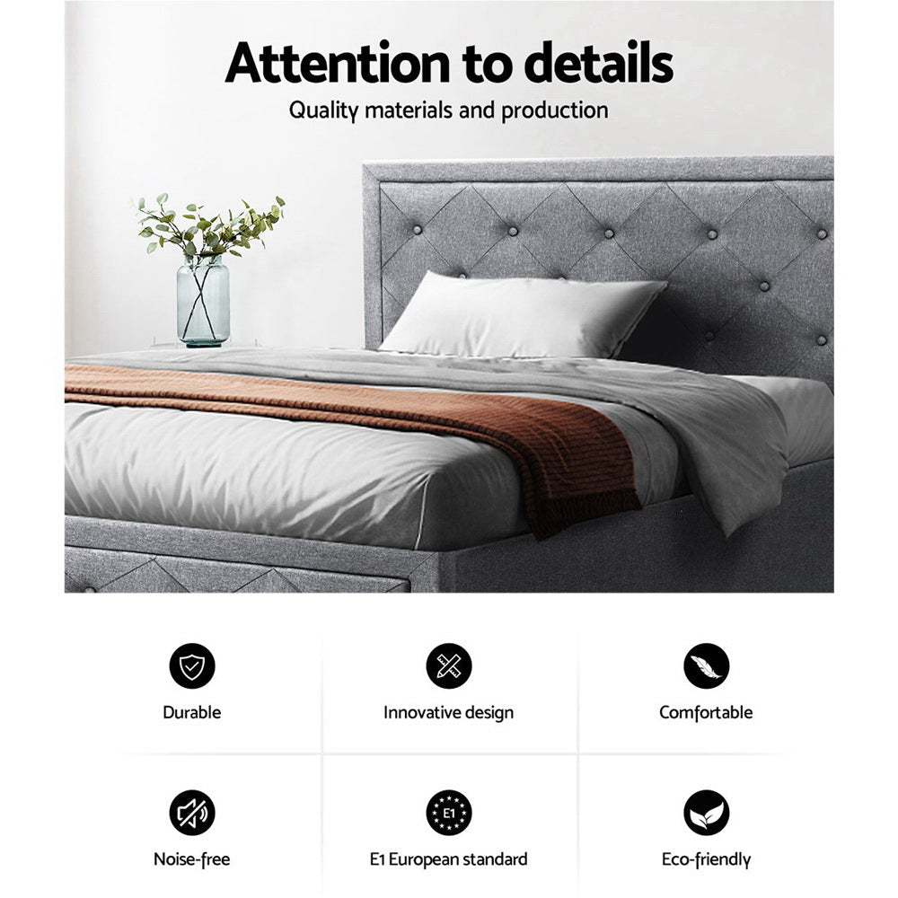Artiss Bed Frame King Single Size Gas Lift Storage Mattress Base Wooden Grey - Cosy Abode