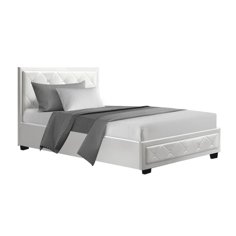 Artiss Bed Frame King Single Size Gas Lift White TIYO - Cosy Abode