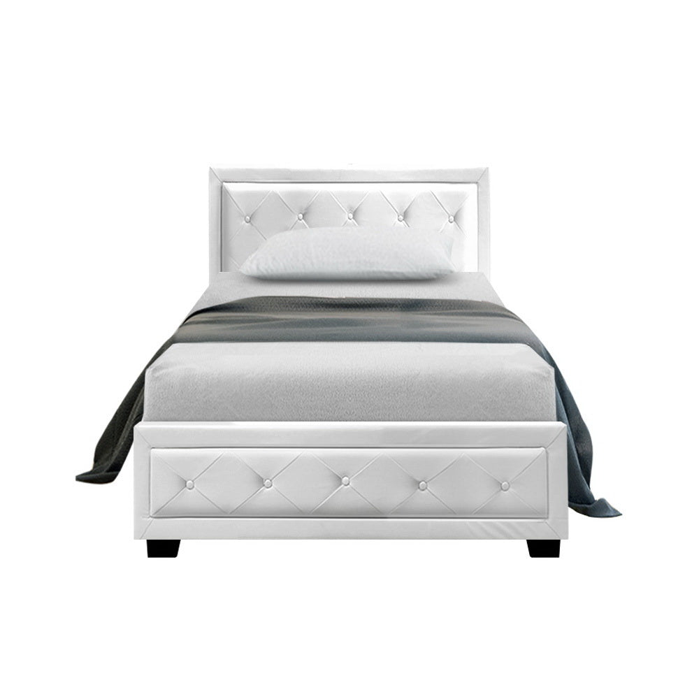 Artiss Bed Frame King Single Size Gas Lift White TIYO - Cosy Abode