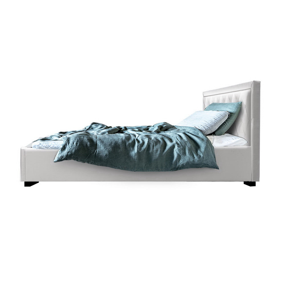 Artiss Bed Frame King Single Size Gas Lift White TIYO - Cosy Abode