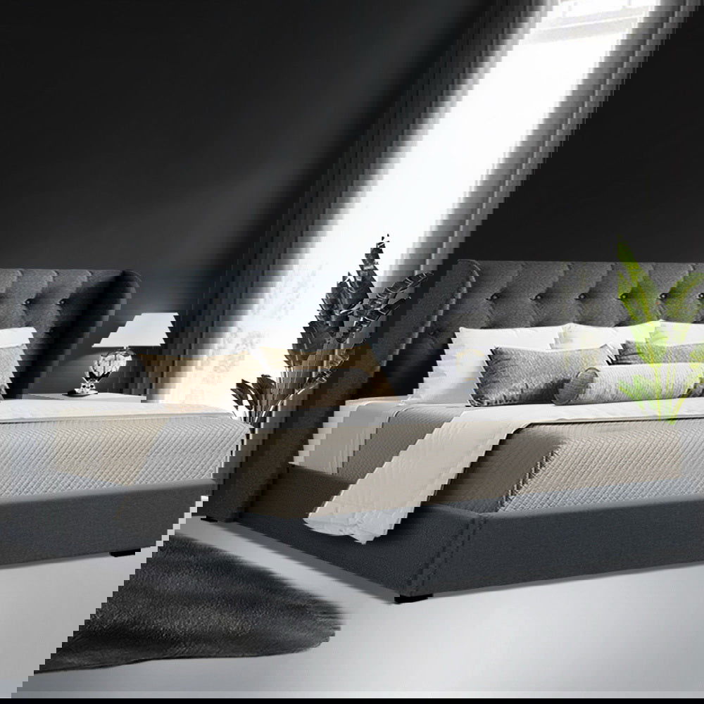 Artiss Bed Frame King Size Gas Lift Charcoal ISSA - Cosy Abode