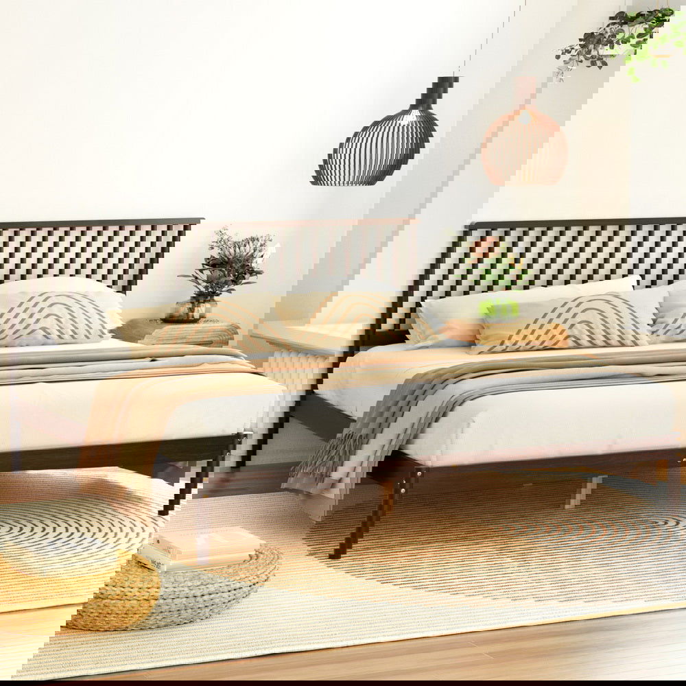 Artiss Bed Frame King Size Wooden Base Mattress Platform Timber Walnut VISE - Cosy Abode