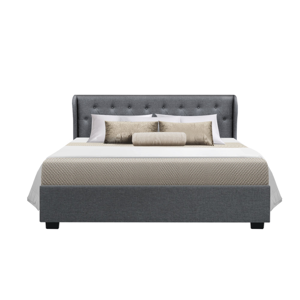 Artiss Bed Frame Queen Size Gas Lift Grey ISSA - Cosy Abode