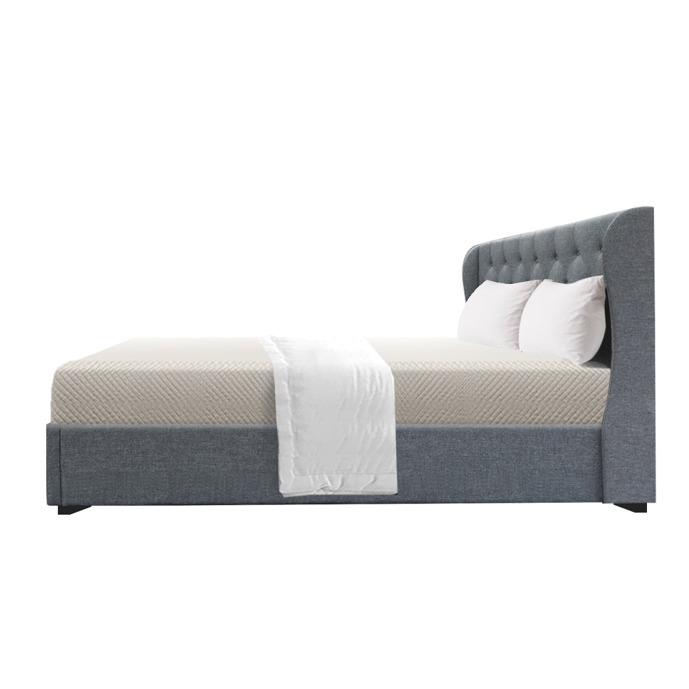 Artiss Bed Frame Queen Size Gas Lift Grey ISSA - Cosy Abode