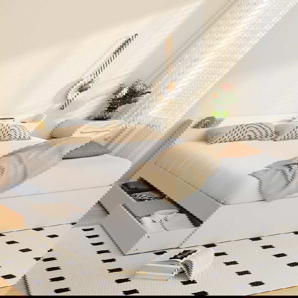 Artiss Bed Frame Queen Size Mattress Base wtih Charging Ports 2 Storage Drawers - Cosy Abode