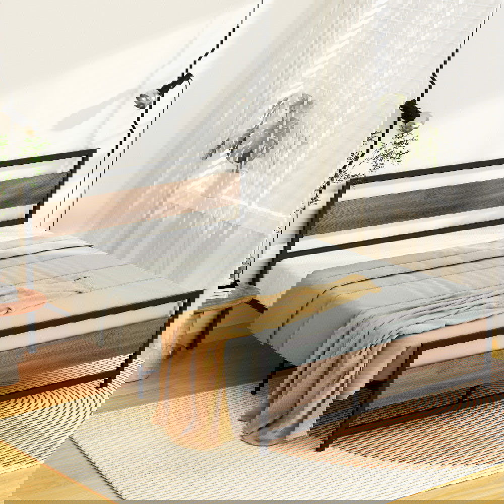 Artiss Bed Frame Queen Size Metal Base Mattress Platform Foundation Black DREW - Cosy Abode