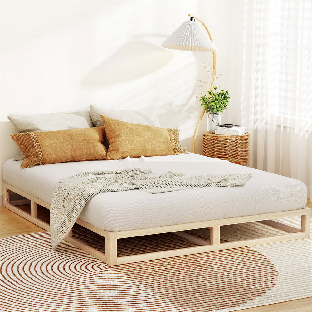 Artiss Bed Frame Queen Size Wooden Base Mattress Platform Timber Pine KALAM - Cosy Abode
