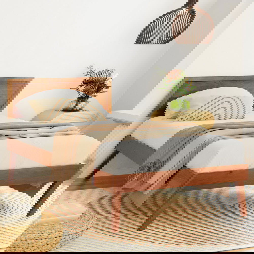 Artiss Bed Frame Single Size Wooden Bed Base Walnut SPLAY - Cosy Abode