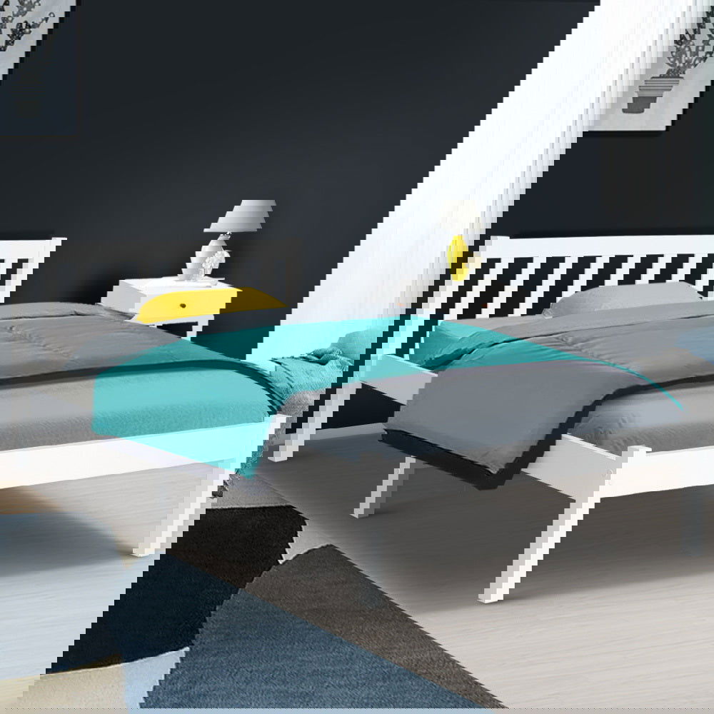 Artiss Bed Frame Single Size Wooden White SOFIE - Cosy Abode