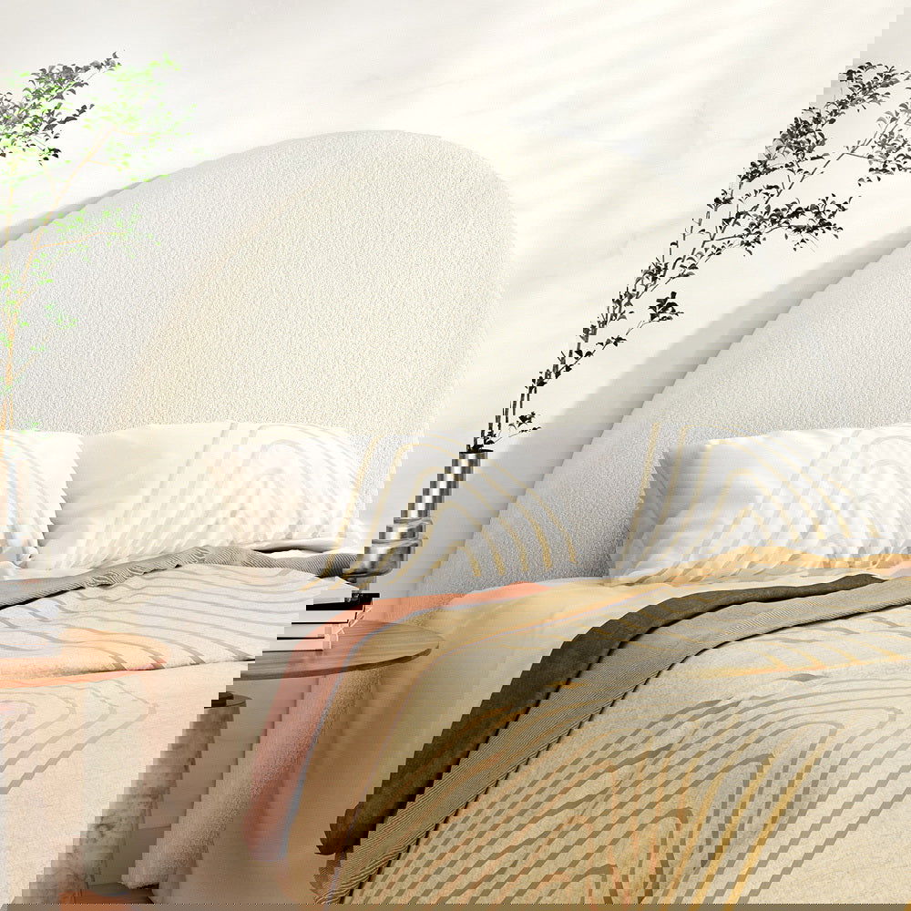 Artiss Bed Head Headboard Double Boucle - GREI White - Cosy Abode