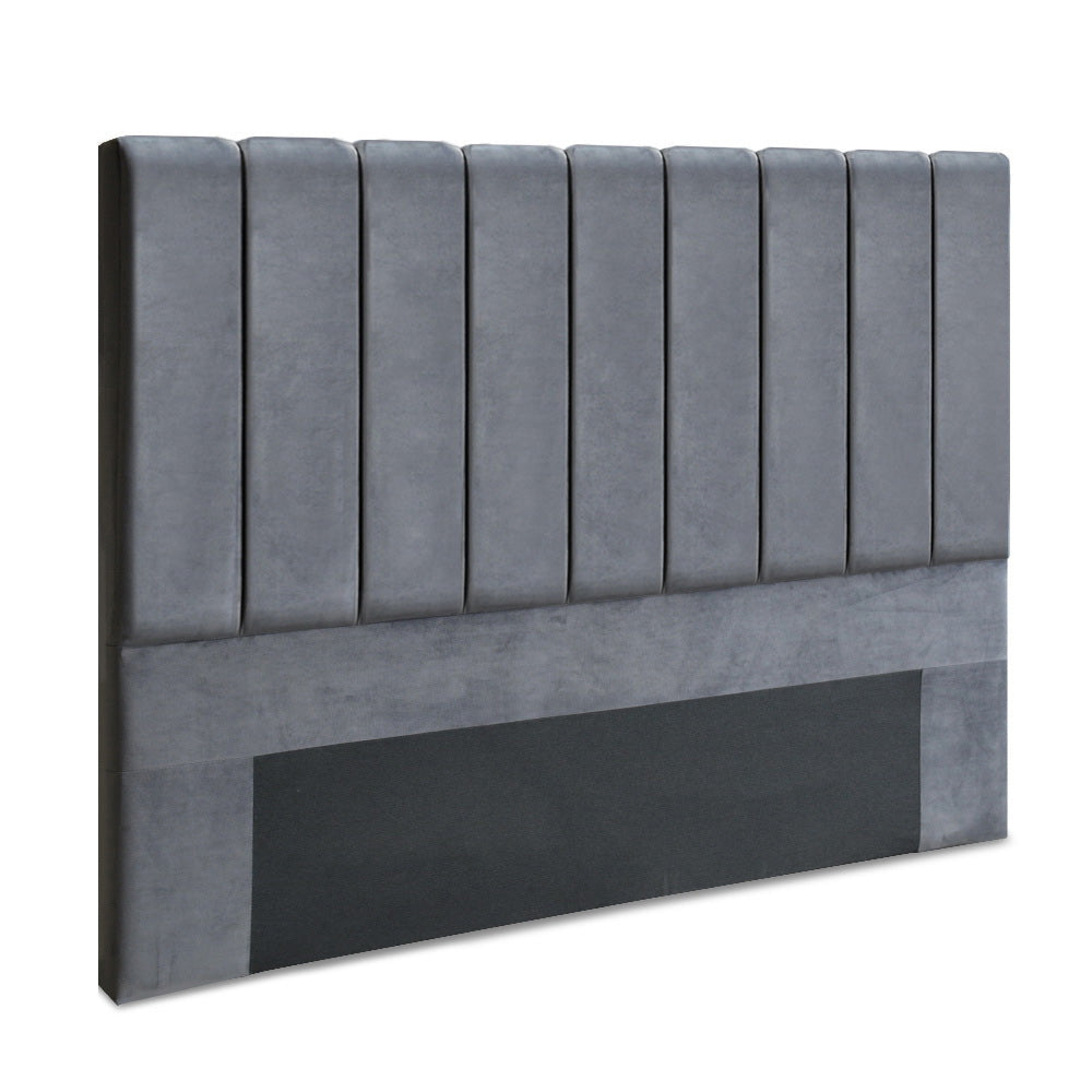 Artiss Bed Head Headboard King Velvet - VELA Grey - Cosy Abode
