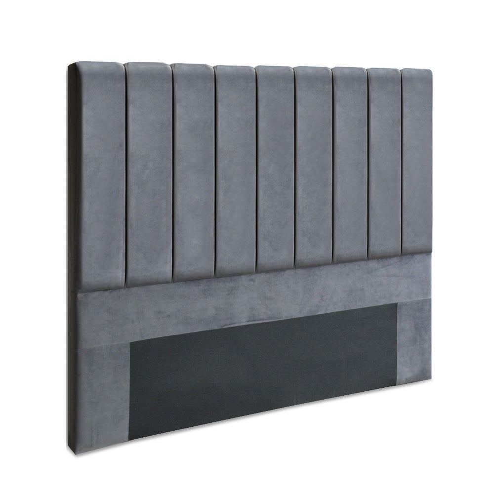 Artiss Bed Head Headboard Queen Velvet - VELA Grey - Cosy Abode