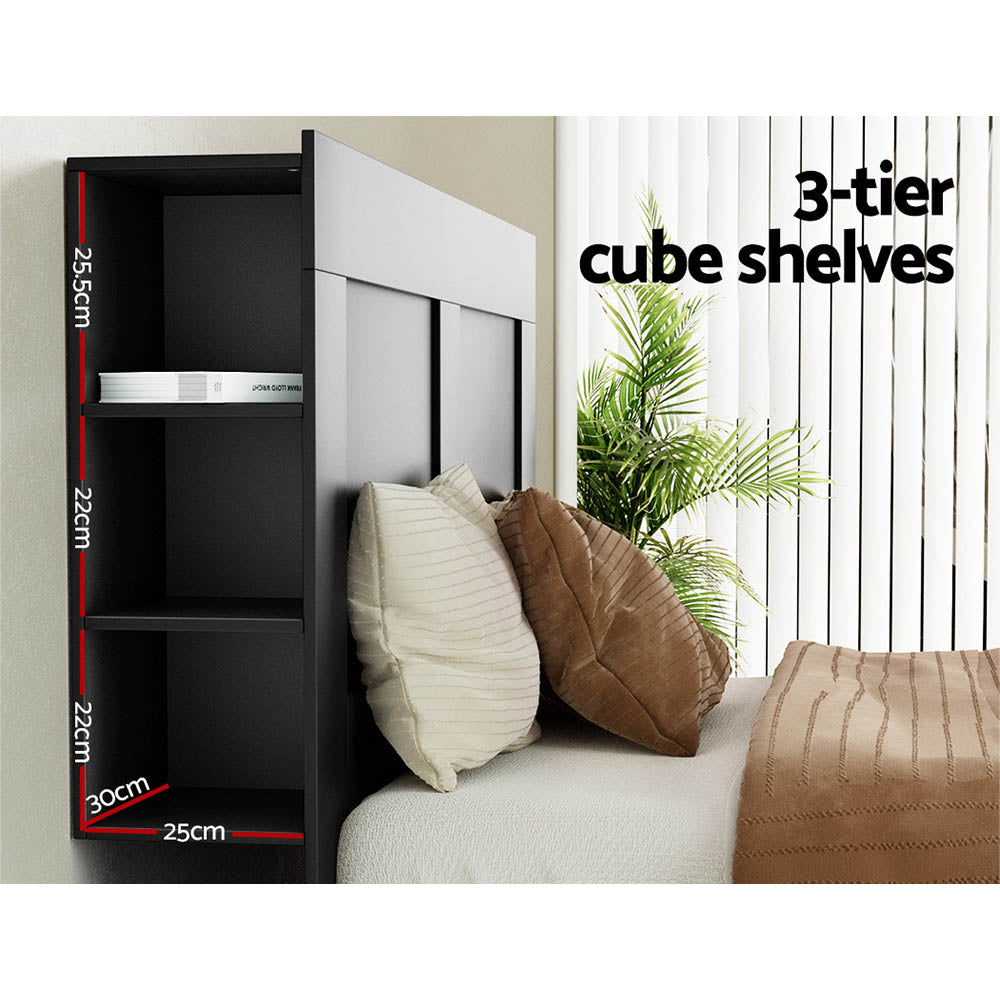 Artiss Bed Head Headboard Queen with Shelves - CABI Black - Cosy Abode