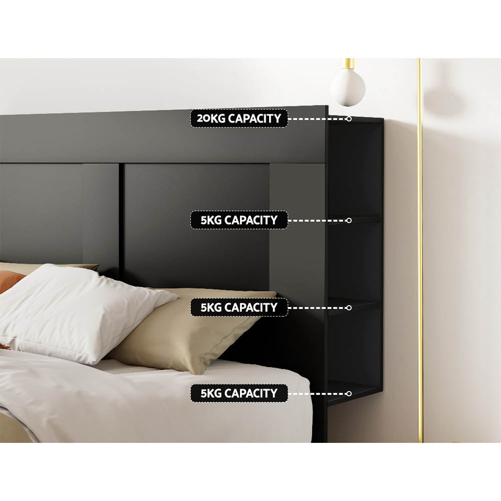 Artiss Bed Head Headboard Queen with Shelves - CABI Black - Cosy Abode