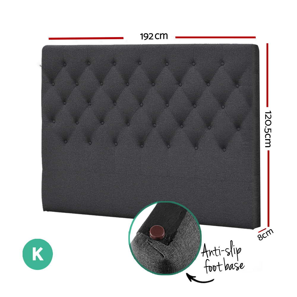 Artiss Bed Head King Size Fabric - CAPPI Charcoal - Cosy Abode