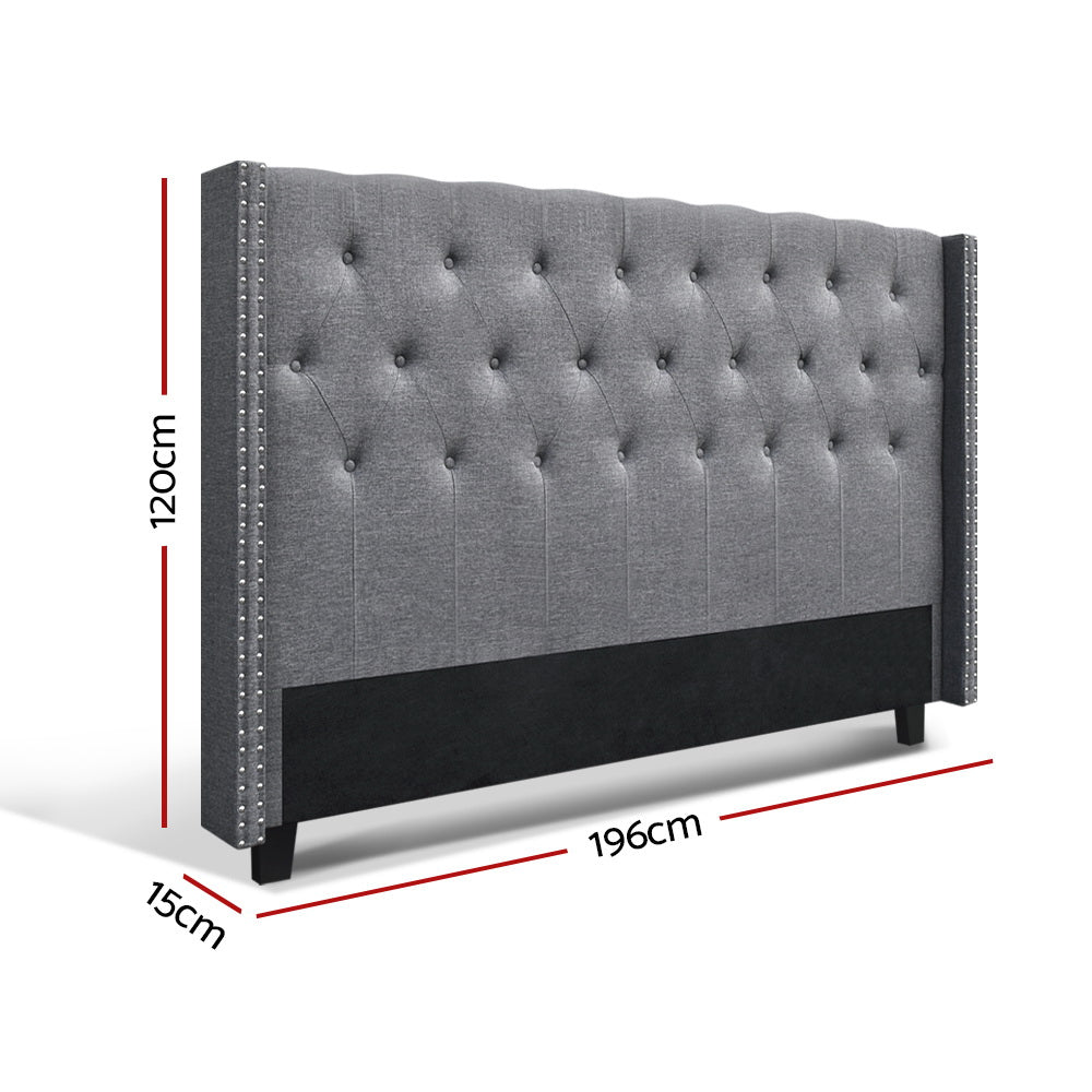 Artiss Bed Head King Size Fabric - LUCA Grey - Cosy Abode