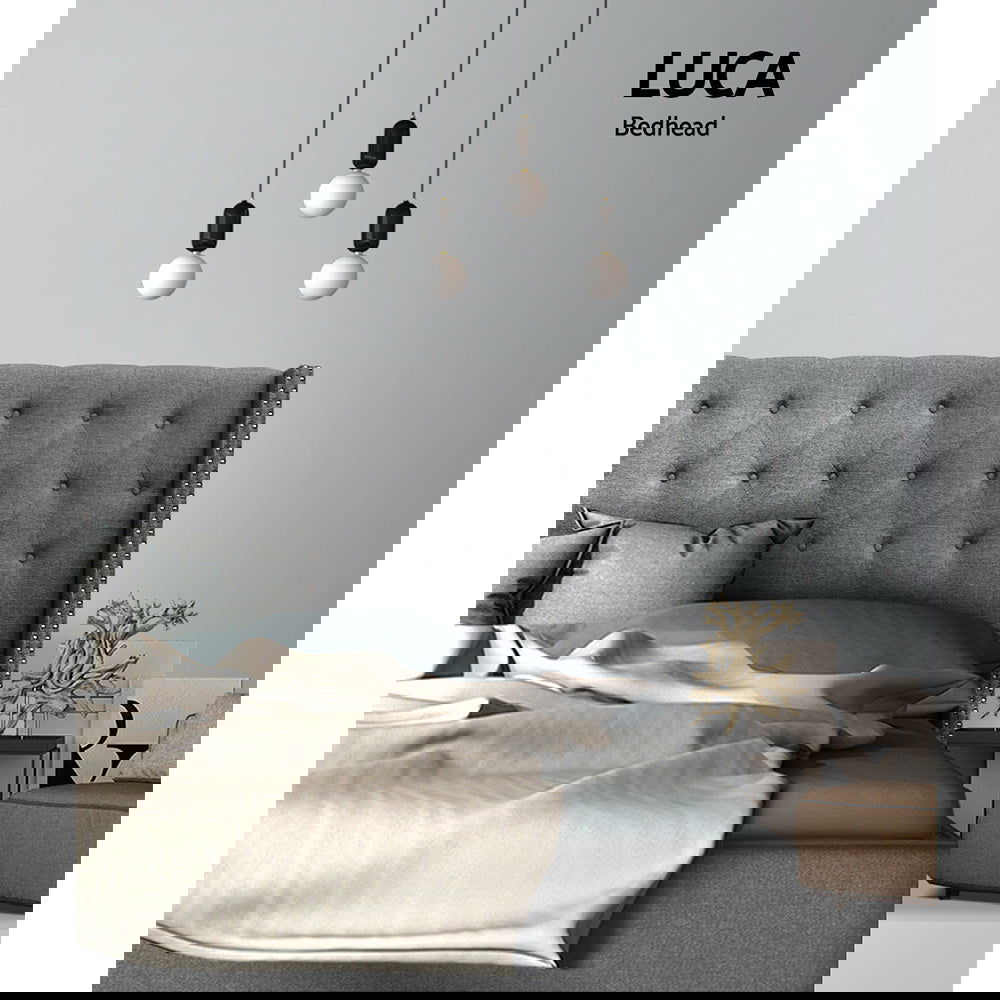 Artiss Bed Head King Size Fabric - LUCA Grey - Cosy Abode