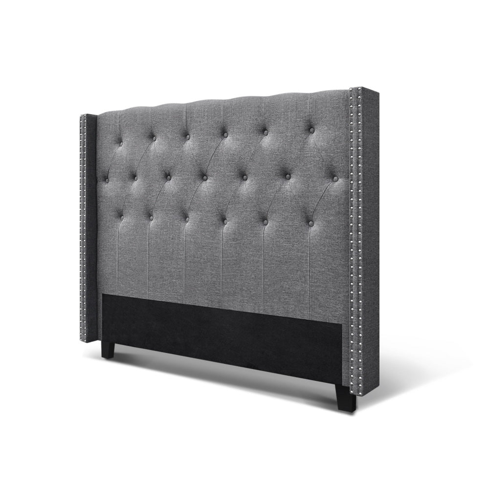 Artiss Bed Head Queen Size Fabric - LUCA Grey - Cosy Abode
