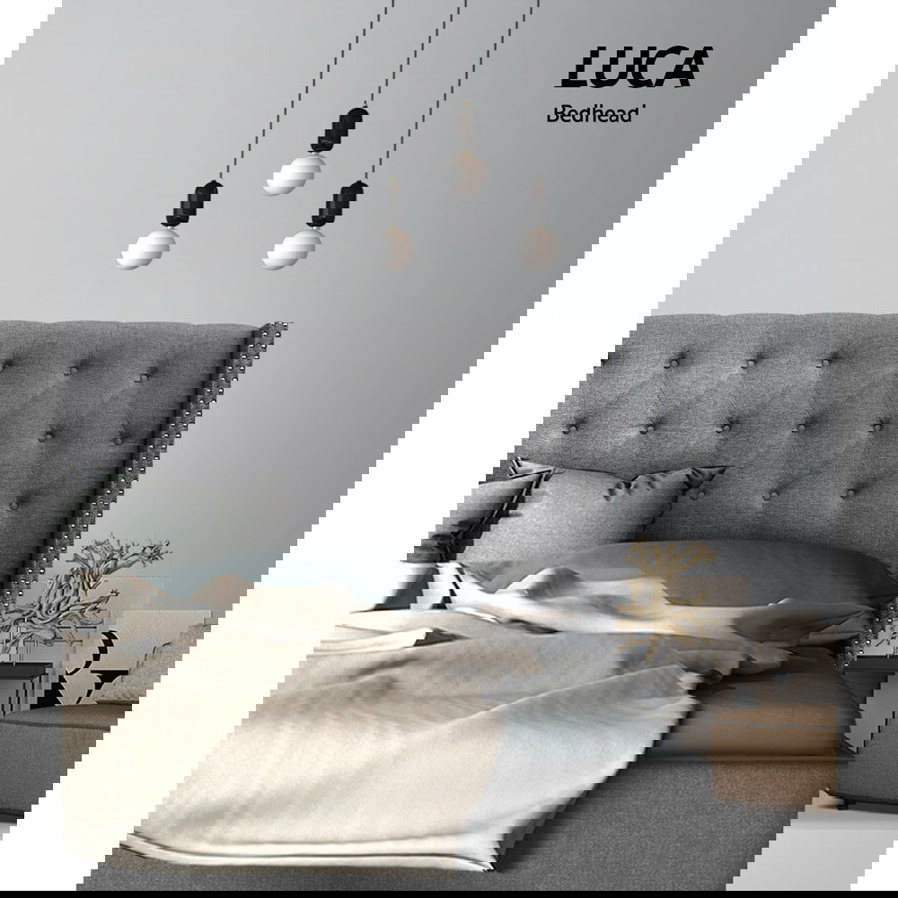 Artiss Bed Head Queen Size Fabric - LUCA Grey - Cosy Abode