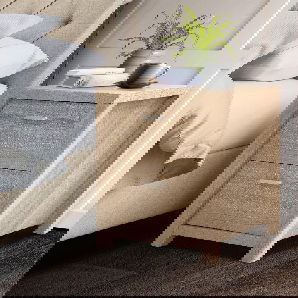 Artiss Bedside Table 2 Drawers - MAXI Pine - Cosy Abode