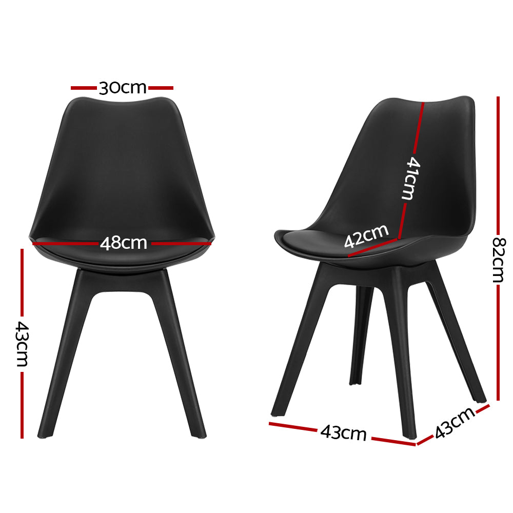 Artiss Dining Chairs Set of 4 Leather Plastic DSW Replica Black - Cosy Abode