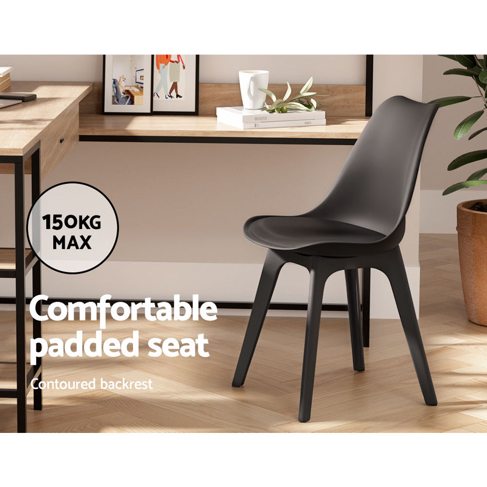 Artiss Dining Chairs Set of 4 Leather Plastic DSW Replica Black - Cosy Abode