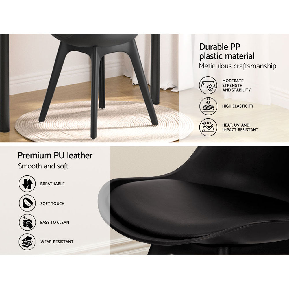 Artiss Dining Chairs Set of 4 Leather Plastic DSW Replica Black - Cosy Abode