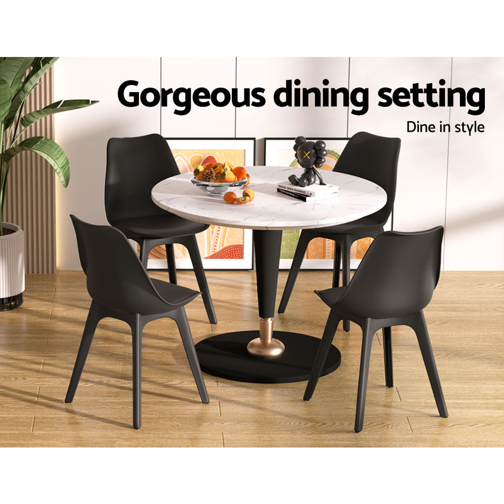 Artiss Dining Chairs Set of 4 Leather Plastic DSW Replica Black - Cosy Abode