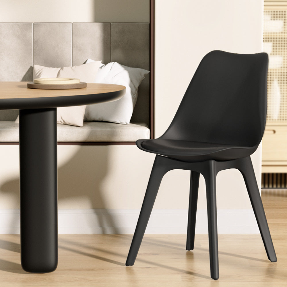 Artiss Dining Chairs Set of 4 Leather Plastic DSW Replica Black - Cosy Abode