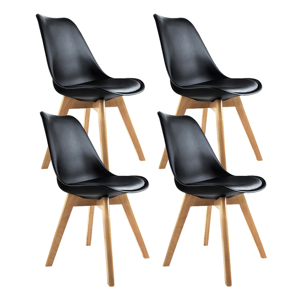 Artiss Dining Chairs Set of 4 Leather Plastic DSW Replica Wooden Black - Cosy Abode