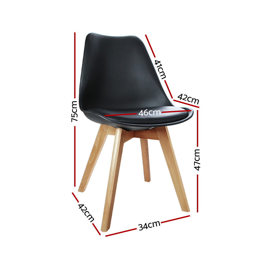 Artiss Dining Chairs Set of 4 Leather Plastic DSW Replica Wooden Black - Cosy Abode