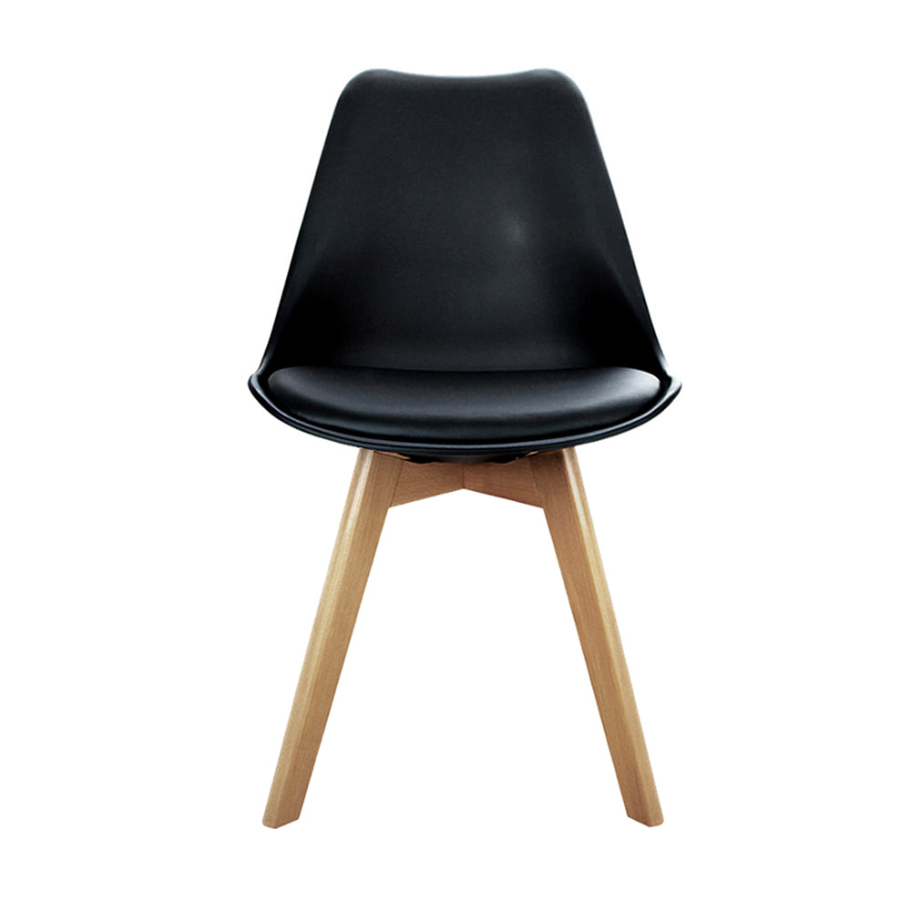 Artiss Dining Chairs Set of 4 Leather Plastic DSW Replica Wooden Black - Cosy Abode