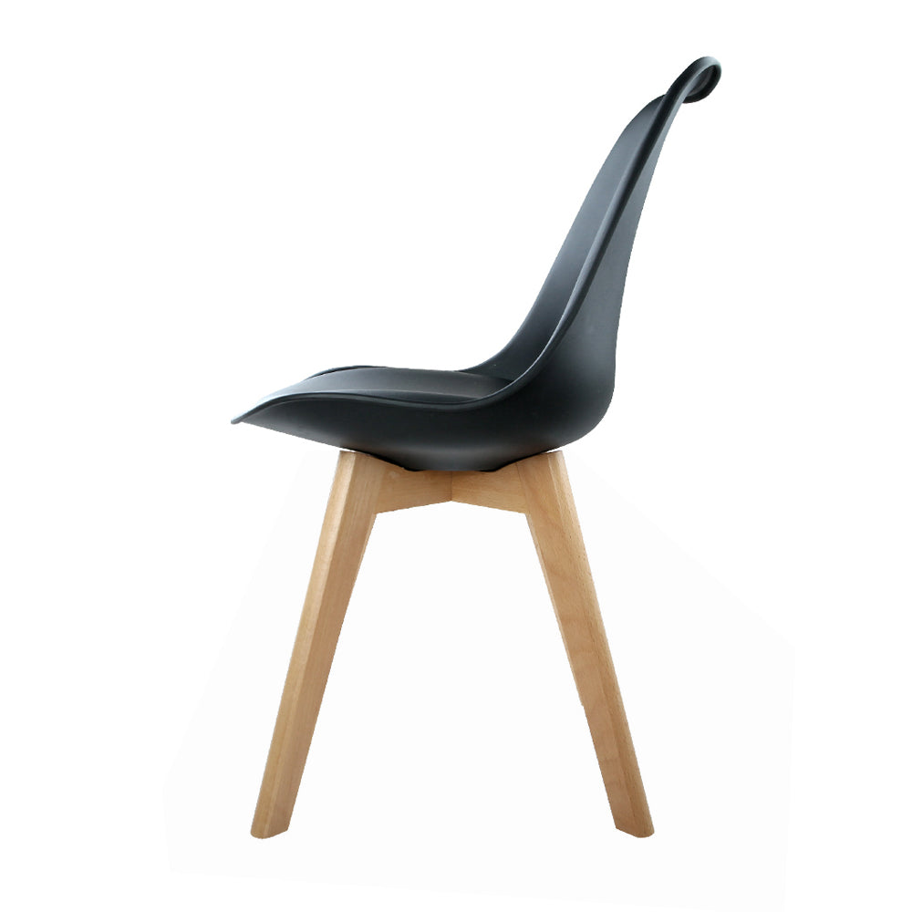 Artiss Dining Chairs Set of 4 Leather Plastic DSW Replica Wooden Black - Cosy Abode