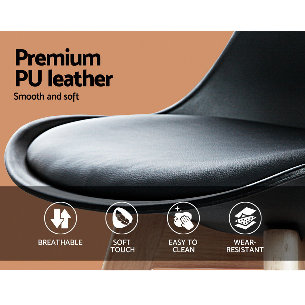 Artiss Dining Chairs Set of 4 Leather Plastic DSW Replica Wooden Black - Cosy Abode