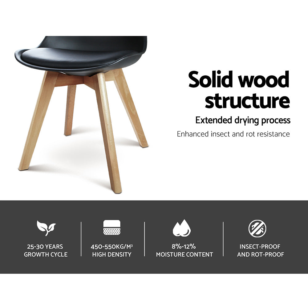 Artiss Dining Chairs Set of 4 Leather Plastic DSW Replica Wooden Black - Cosy Abode
