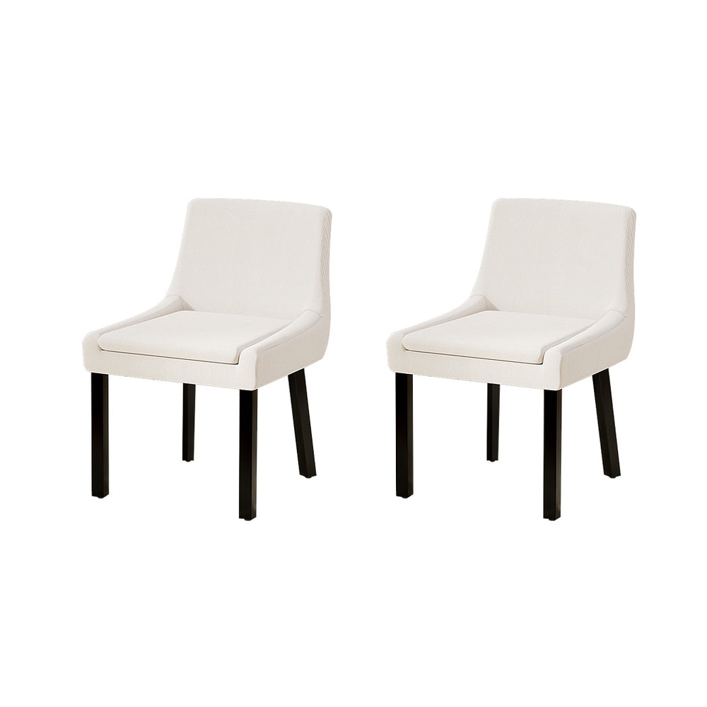 Artiss Dining Chairs Set of 2 Corduroy Wooden Beige - Cosy Abode