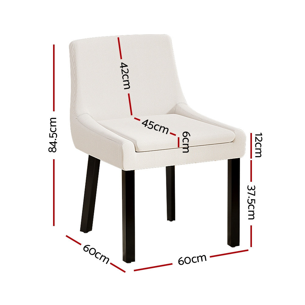 Artiss Dining Chairs Set of 2 Corduroy Wooden Beige - Cosy Abode