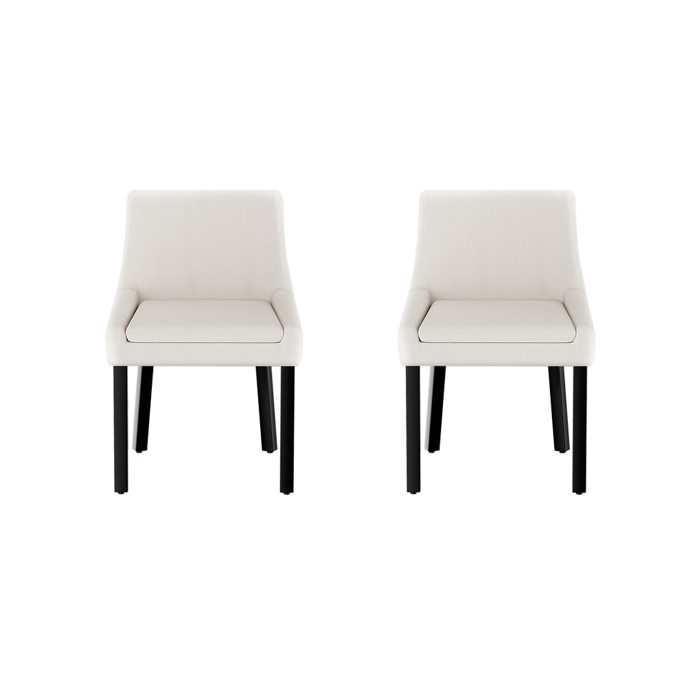 Artiss Dining Chairs Set of 2 Corduroy Wooden Beige - Cosy Abode