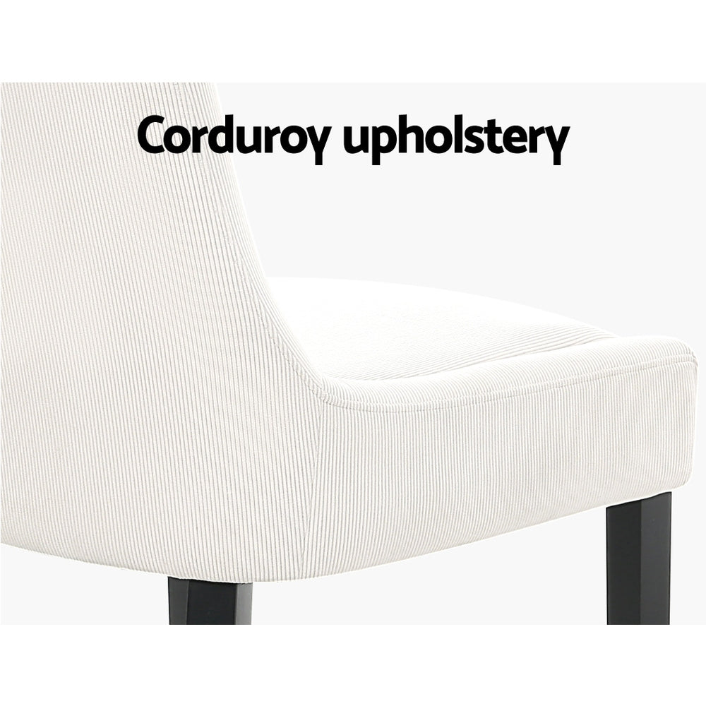 Artiss Dining Chairs Set of 2 Corduroy Wooden Beige - Cosy Abode
