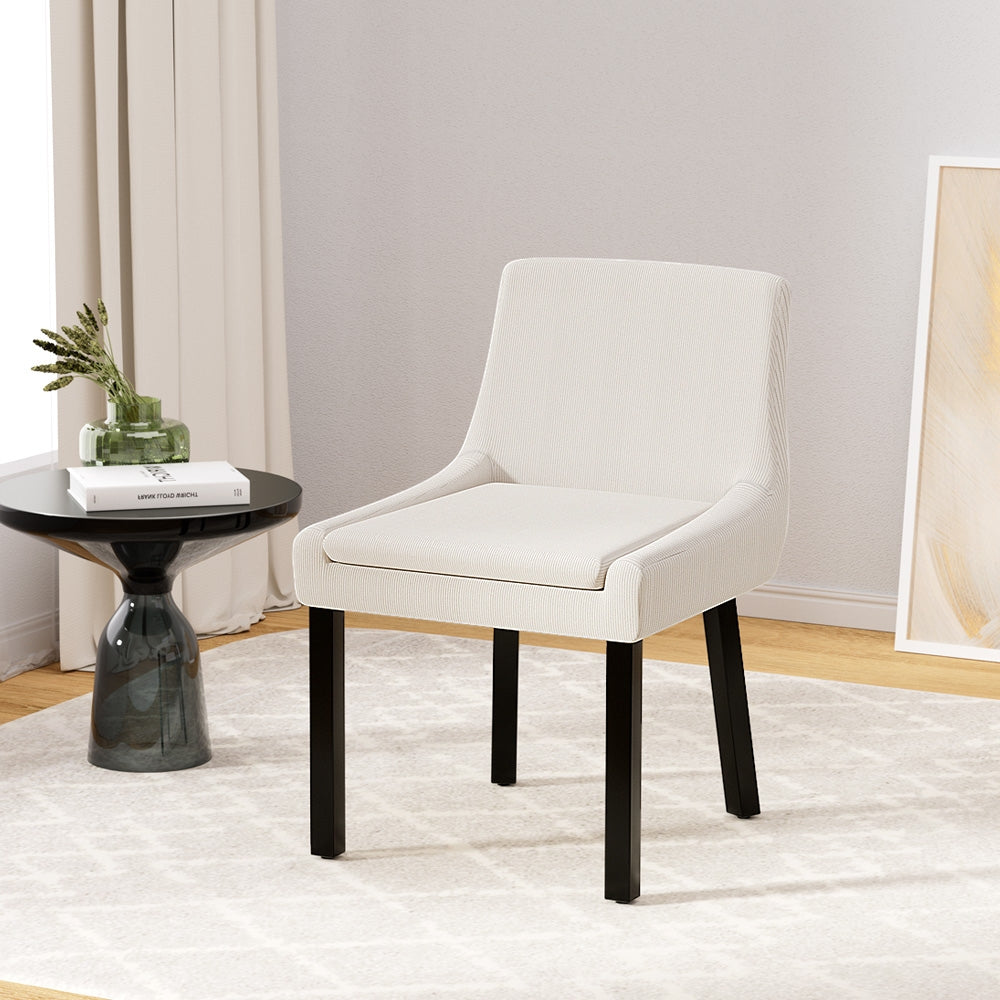 Artiss Dining Chairs Set of 2 Corduroy Wooden Beige - Cosy Abode